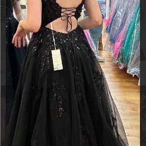Michaels Black Lace-Up Prom Dress